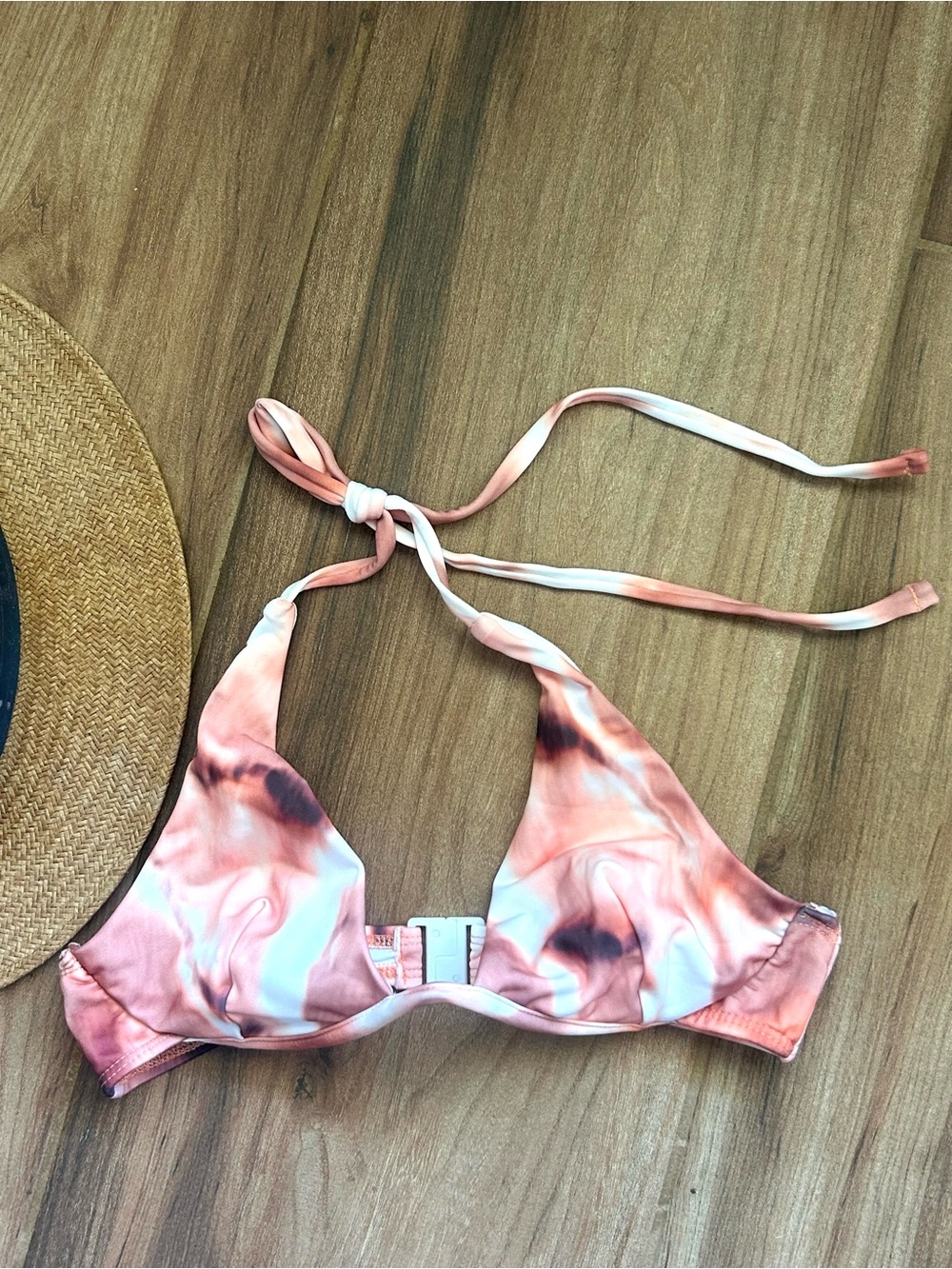 ASOS Tie Dye Triangle Bikini Top Size 2 Pastel Adjustable String Swim | NWOT